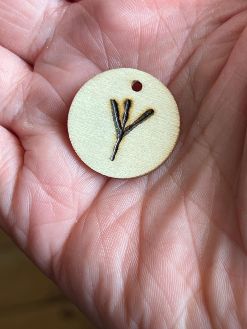 Algiz Rune Charm | Protection Rune | Wood Burned Norse Pendant ...