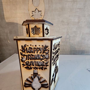 Thanksgiving Laser Cut LED Lantern