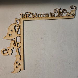 Halloween,  door corner sign, witch handmade DIY wood, lasercut
