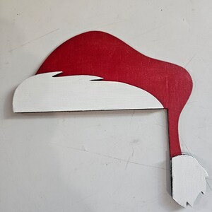 Wood handmade laser cut, Christmas Santa hat door topper