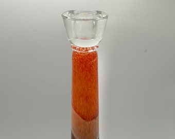 Hand Blown Art Glass Candlestick: Murano Style, Burnt Sienna Decor