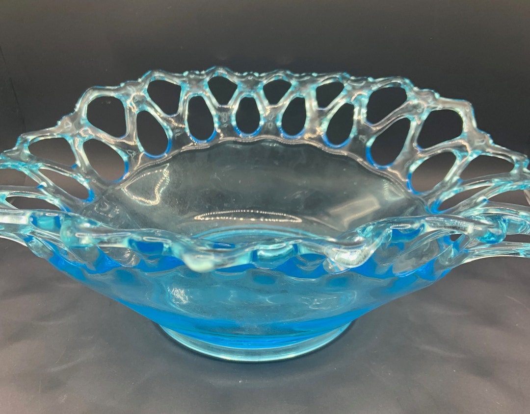 Westmoreland Blue Glass Open Doric Lace Bowl 12 - Etsy