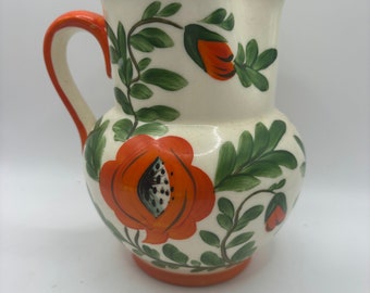 Vintage Erphila Orange Poppy Pitcher made in Czechoslovakia