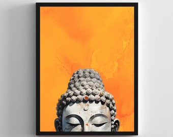 Impresión de estatua de Buda en acuarela: Decoración de yoga zen (descarga digital)