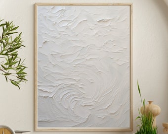 Textured Abstract Art Print: White Neutral Painting (Digital Download)