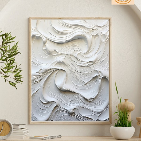 Printable Texture Abstract Wall Art | Abstract White Spatula Paint Neutral Decor | Mid Century Minimalist Wall Art | Textured Painting Print