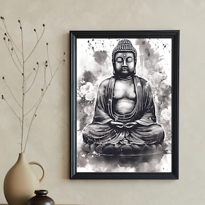 Buddha Statue | Zen Art Printable | Yoga Poster| Boho Wall Art Print | Buddha Poster | Figurative Art | Spiritual Art