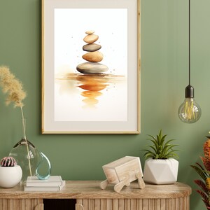 Stacked Stones Watercolor Print: Zen Meditation Art (Digital Download) image 9