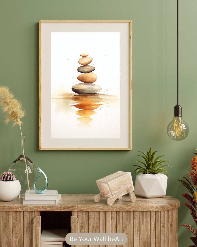 Stacked Stones Watercolor Print: Zen Meditation Art (Digital Download) image 9