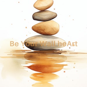 Stacked Stones Watercolor Print: Zen Meditation Art (Digital Download) image 7