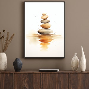 Stacked Stones Watercolor Print: Zen Meditation Art (Digital Download) image 6