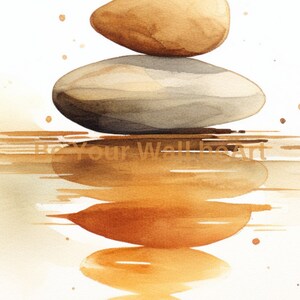 Stacked Stones Watercolor Print: Zen Meditation Art (Digital Download) image 2