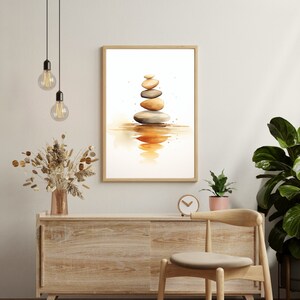 Stacked Stones Watercolor Print: Zen Meditation Art (Digital Download) image 8