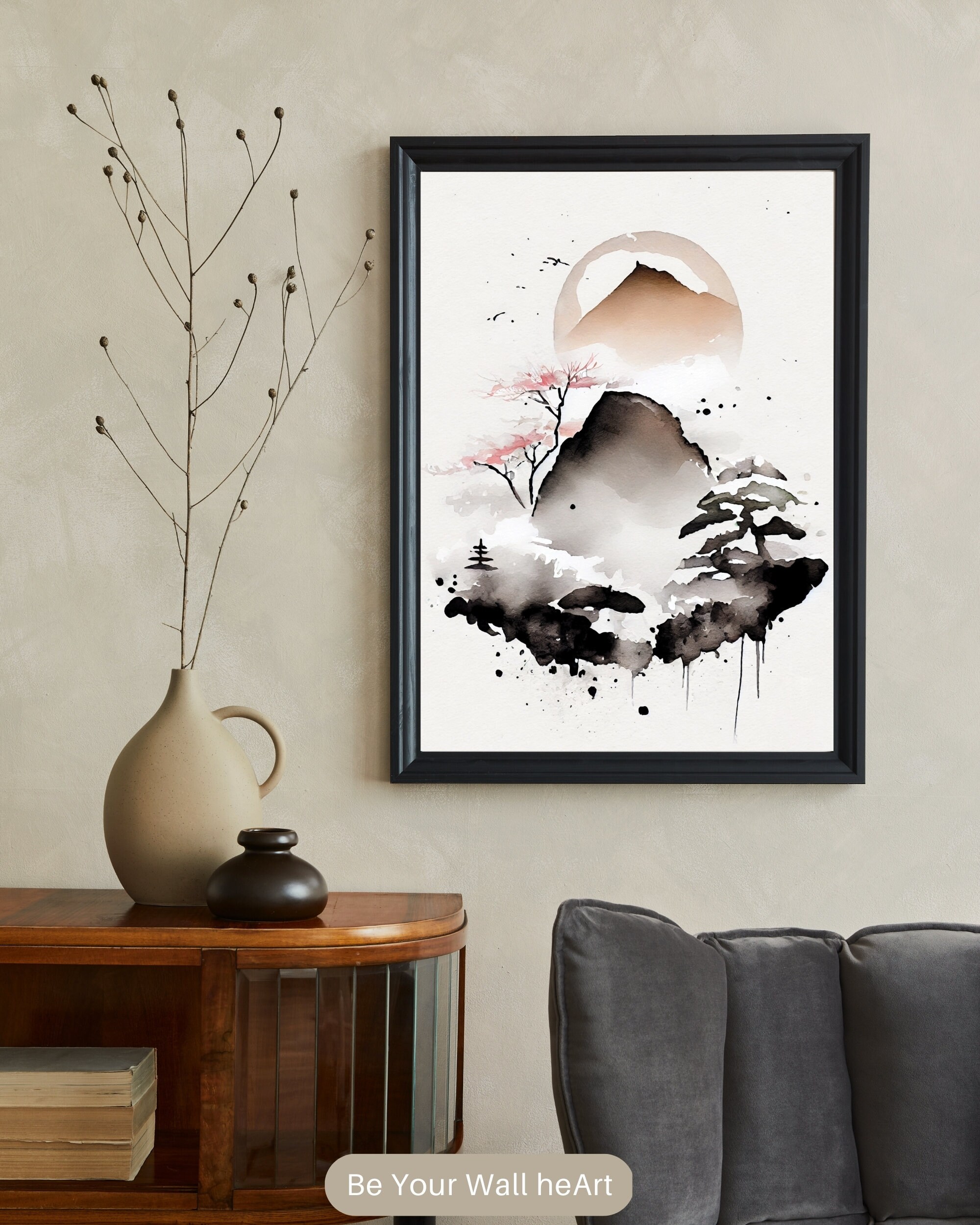Zen Wall Art Printable Watercolor Print Wabi Sabi Abstract Poster Japandi Wall Art Modern ...