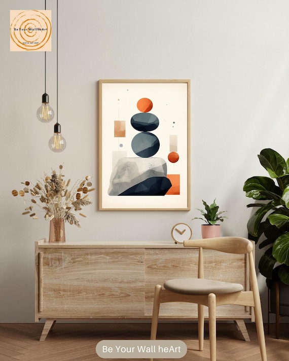 Abstract Balancing Stones Print: Colorful Zen Wall Art (Digital Download)