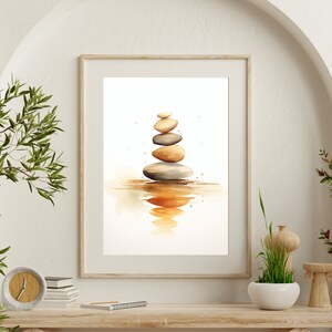 Stacked Stones Watercolor Print: Zen Meditation Art (Digital Download) image 5