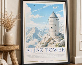Impresión de Eslovenia de la Torre Aljaž, Cartel de viaje del Monte Triglav, Arte de pared