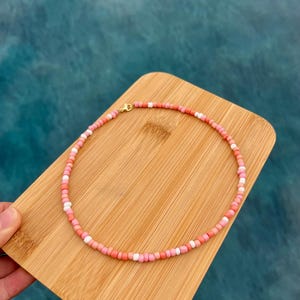 Pink Coral Seed Bead Necklace