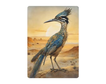 Cartello in metallo Roadrunner: stampa acquerello di Road Runner, simbolo della fauna selvatica del deserto