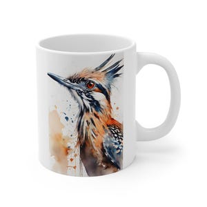 Majestic Roadrunner Watercolor Ceramic Mug | Mojave Sonoran Southwest Western Chaparral Bird Gift