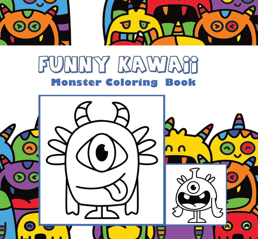 Funny Kawaii Monster Coloring Pages 40 Pages PDF. Print Etsy