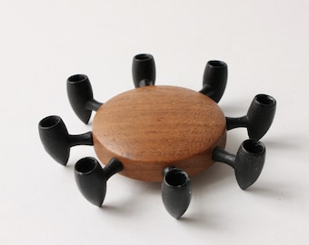 Digsmead Mid Century Candle Holder, Vintage, Denmark, 8 candle, Teak Wood, 11/2.5cm