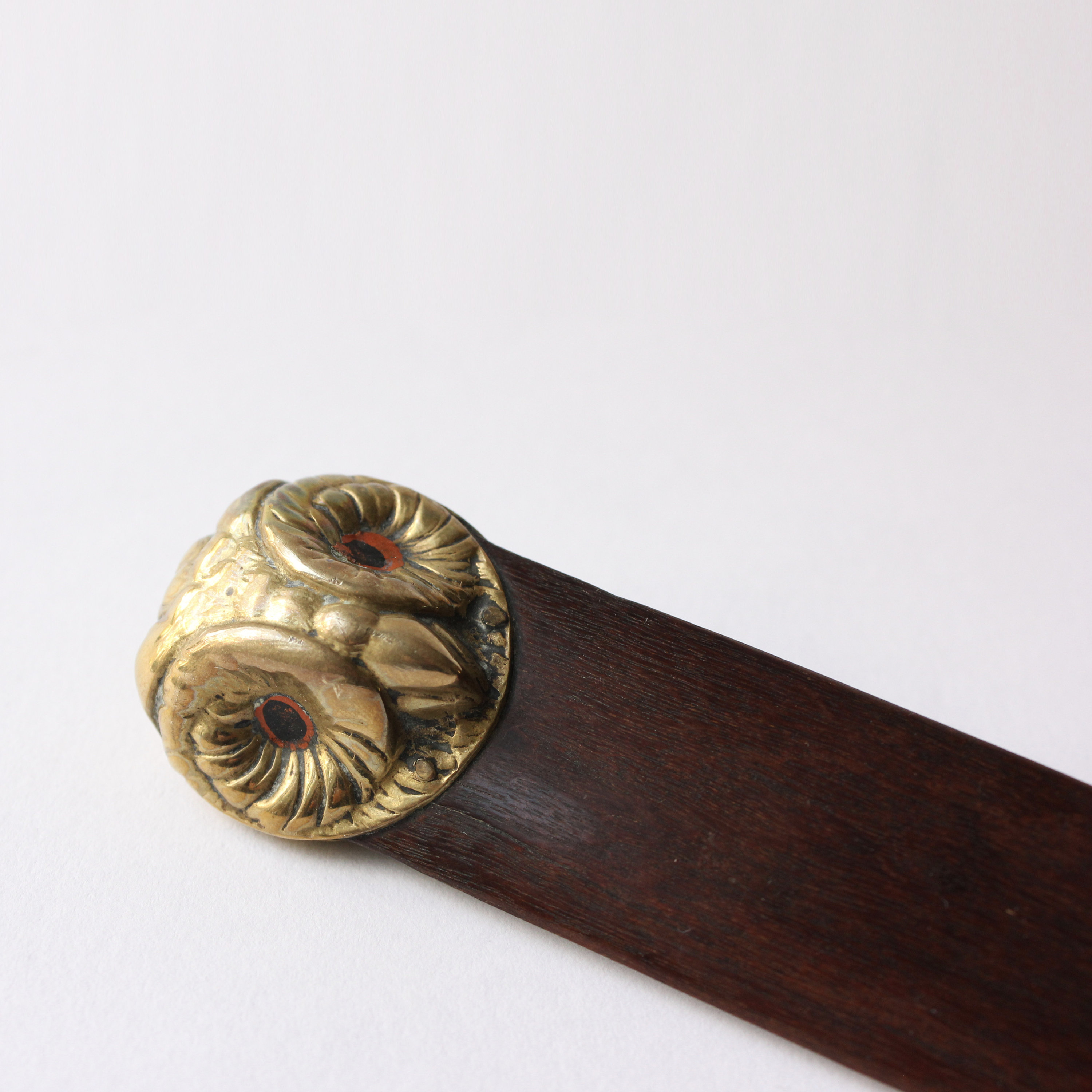 Letter Opener, Owl, Brass, Antique, Double sided, Mahogany, Hand Made, Vintage, 23.3.5/2.5cm