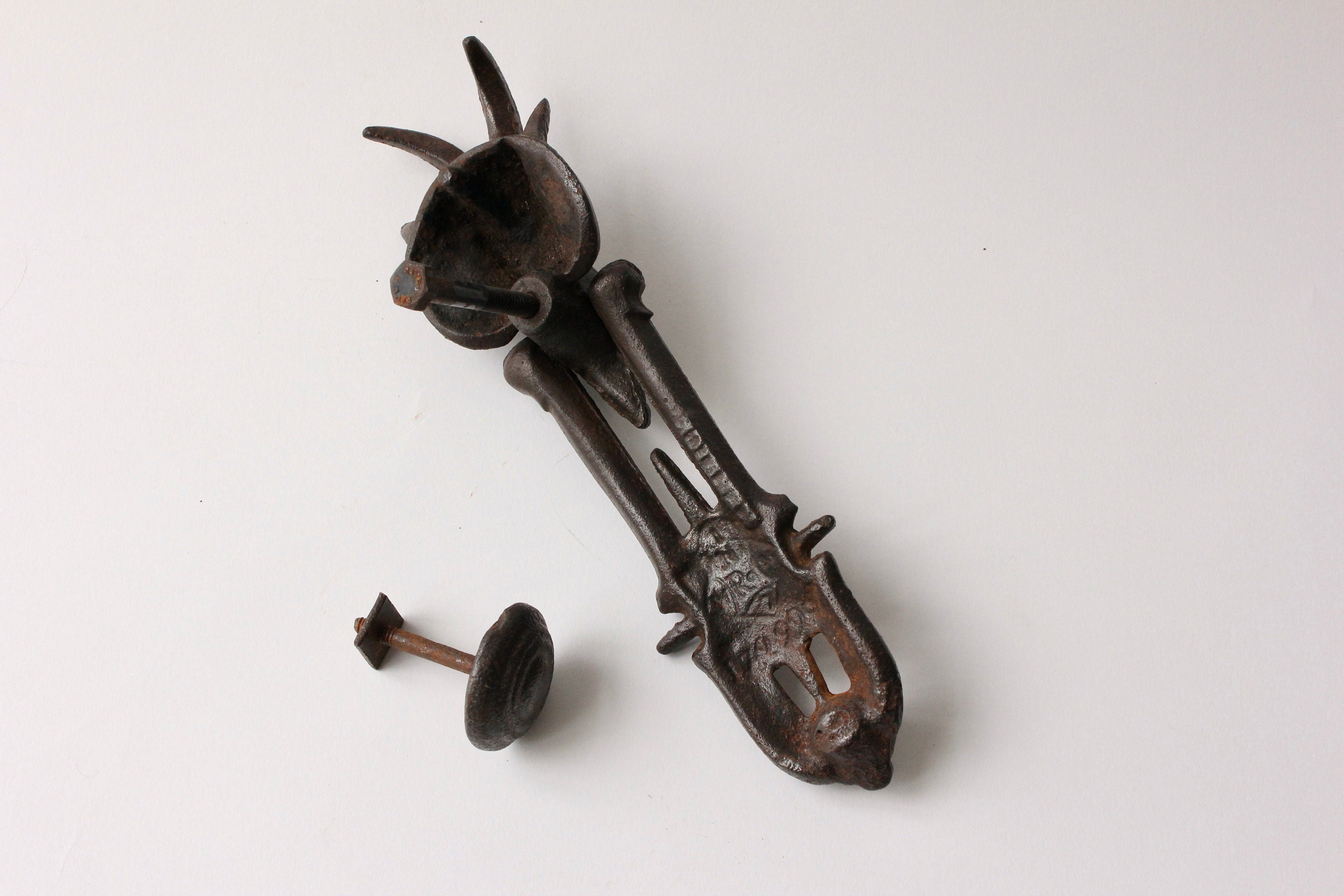 Antique Goat Head Door Knocker, Made by Kenrick, Cast Iron, 27/7.5/5 ...