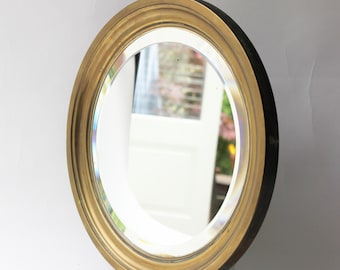 Vintage Brass Mirror, Round, Bevelled, Wall Mirror, Heavy 43/3cm