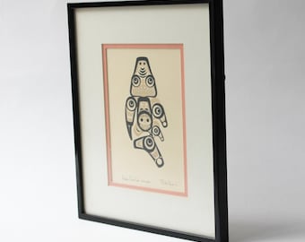 Bill Reid Print of Haida Dogfish – Xaxada, 1980's, First Nations, Canadian, Framed