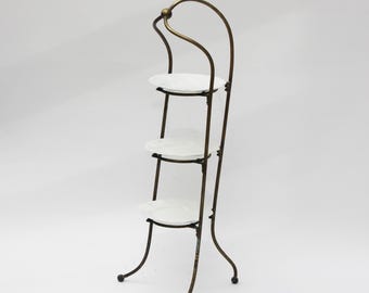 Soporte para pasteles Art Nouveau, 3 niveles, latón, soporte para plantas, decorativo, soporte para magdalenas, 82/24 cm