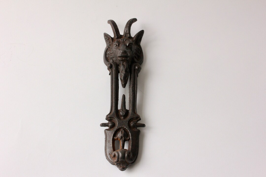 Antique Goat Head Door Knocker, Made by Kenrick, Cast Iron, 27/7.5/5 ...