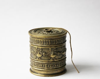 Art Nouveaux String Box, Brass, Ornate, Decorative, Vintage, 9/9.5cm