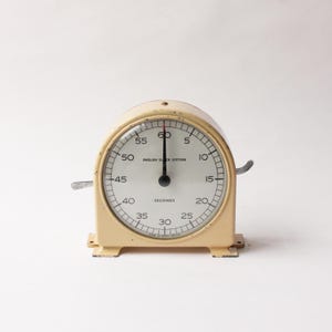 Vintage Stop-Clock, Timer, Made in Great Britain, 1960&#39;s, Cream, Metal, 14/13/4.5cm