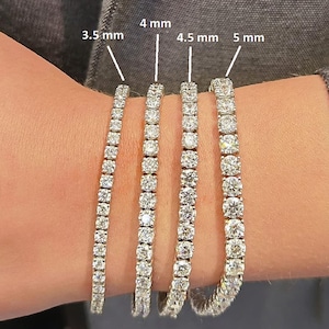 Moissanite Tennis Bracelet 925 Sterling Silver VVS Tennis Bracelet Passes Diamond Tester, Anniversary Gift For Her,Dainty Bracelet for Women