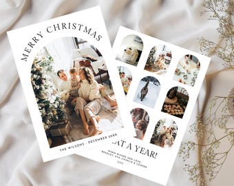 Year in Review Christmas Card Template: Photo Collage Arch (Digital Download)
