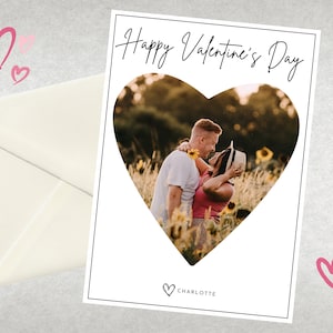 Aanpasbare Valentijnsdag fotokaartsjabloon - gepersonaliseerd - afdrukbaar - digitale kaart - direct downloaden - modern - doe-het-zelf - minimalistisch