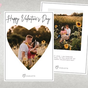 Plantilla de tarjeta fotográfica de San Valentín: personalizable, personalizada, imprimible, digital, descarga instantánea, moderna, hecha a mano y minimalista
