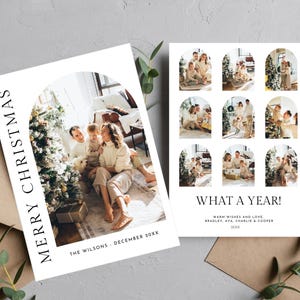 Christmas Photo Card, Holiday, Editable Template, Printable, Merry Christmas, Family Photo, Instant Download, Canva, Year in Review, Custom