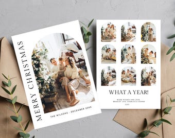 Family Christmas Photo Card: Year in Review Template (Digital Download)