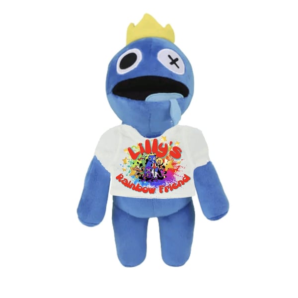 Personalised rainbow friends BLUE plushie With T-shirt, personalised with any name