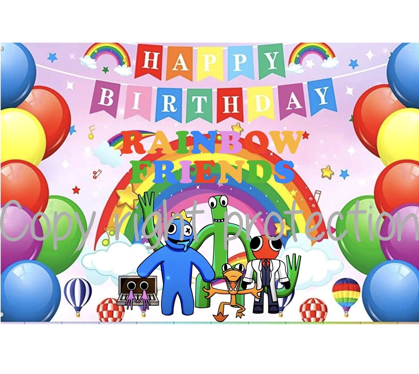 Balloons Friends Birthday Decorations Roblox Rainbow Friends Birthday  Background Rainbow Friends Party Decorations Rainbow Friends Photo Backdrop