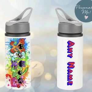 Smiling critters poppy playtime childrens water bottle 650ml, personalised, multiple designs available, school bottle