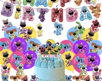 Poppy playtime ‘smiling critters’  designed birthday bunting, cake toppers, decor