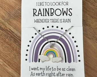 LDS baptism gift for girls, Rainbow necklace with card quote, Baptism review, Primary gift, Granddaughter Baptism gift, Gift for Baptism