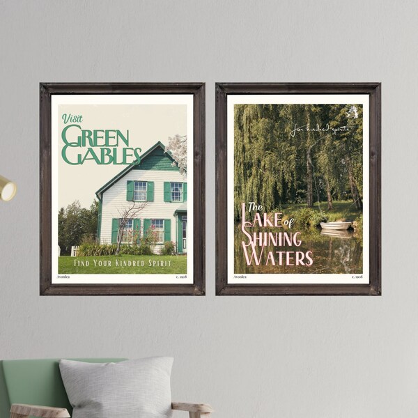 Anne of Green Gables Downloadable Travel Poster Pack. Vintage aesthetic Anne Shirley prints. Avonlea inspired decor for readers. Bookish art