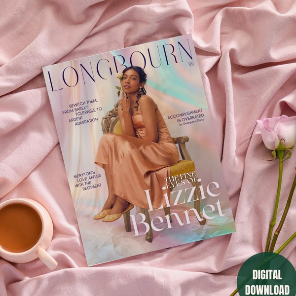 Longbourn Fashion Magazine Downloadable Poster. Pride and Prejudice inspired print. Elizabeth Bennet Jane Austen haute couture art