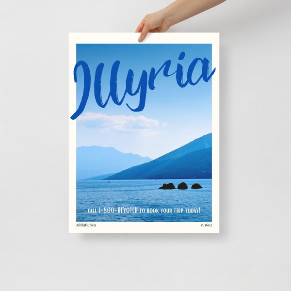 Illyria Travel Poster. Twelfth Night by William Shakespeare vintage inspired print. She's the Man poster. Gift for theater lovers & readers.