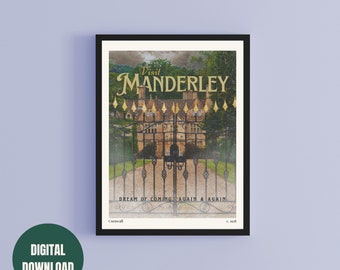 Manderley Travel Poster: Rebecca Inspired Vintage Print (Digital Download)