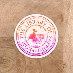 Library of Sappho Sticker, LGBTQ Bookworm Vinyl Decal, Lesbian Library Decor for Readers, Queer Literary Gift, Sapphic Laptop Book Accessory